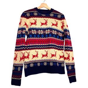 Topman Fair Isle Vintage Christmas Knit Winter Mens Sweater Size S Multicolor